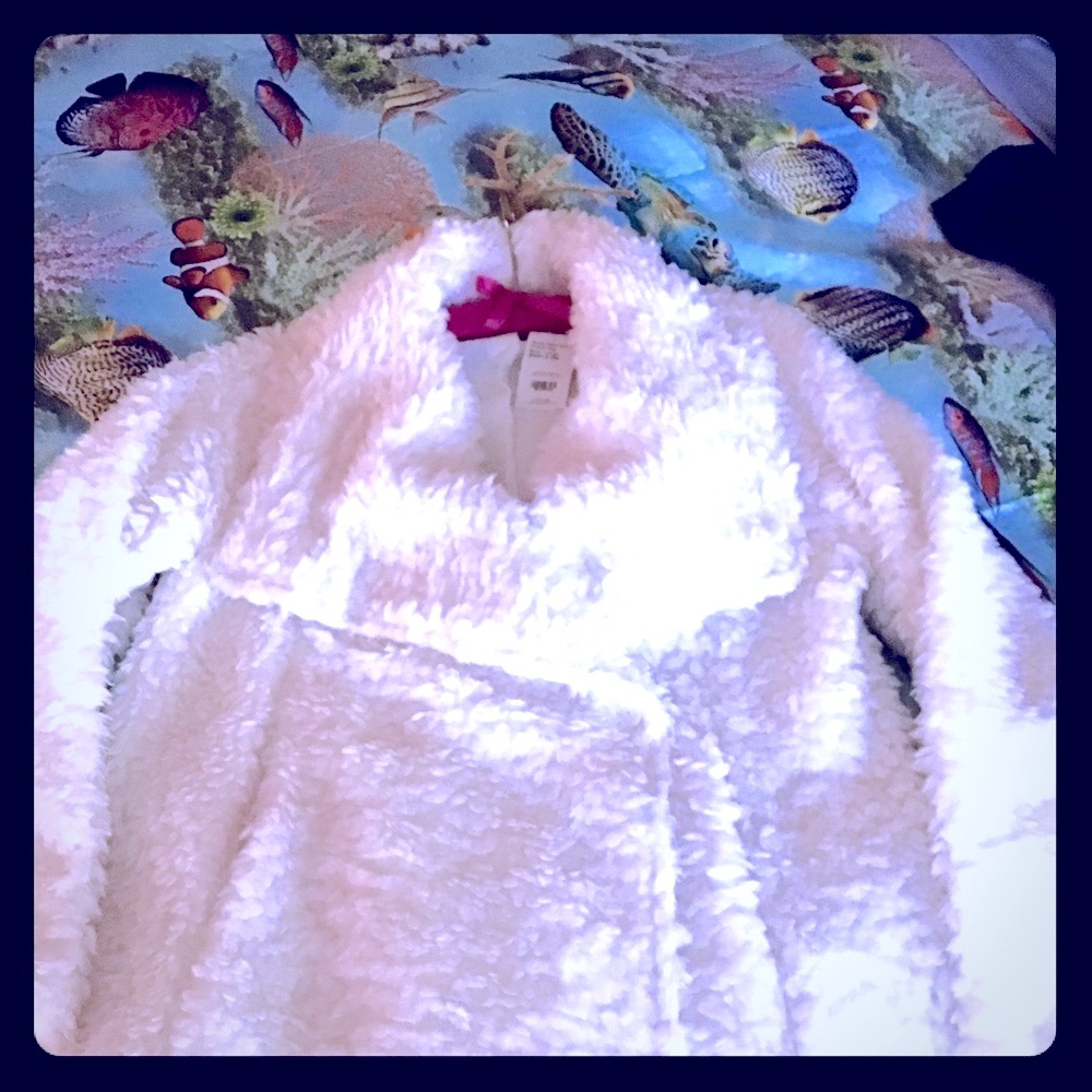 White Sherpa shawl collar pea coat